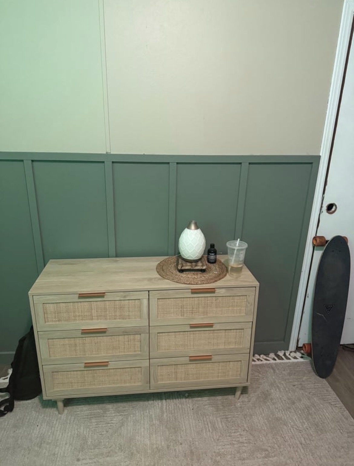 Clean dresser and organized room after home cleaning